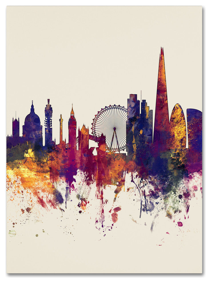 Michael Tompsett ''London Skyline Tall Beige'' Canvas Art, 35x47