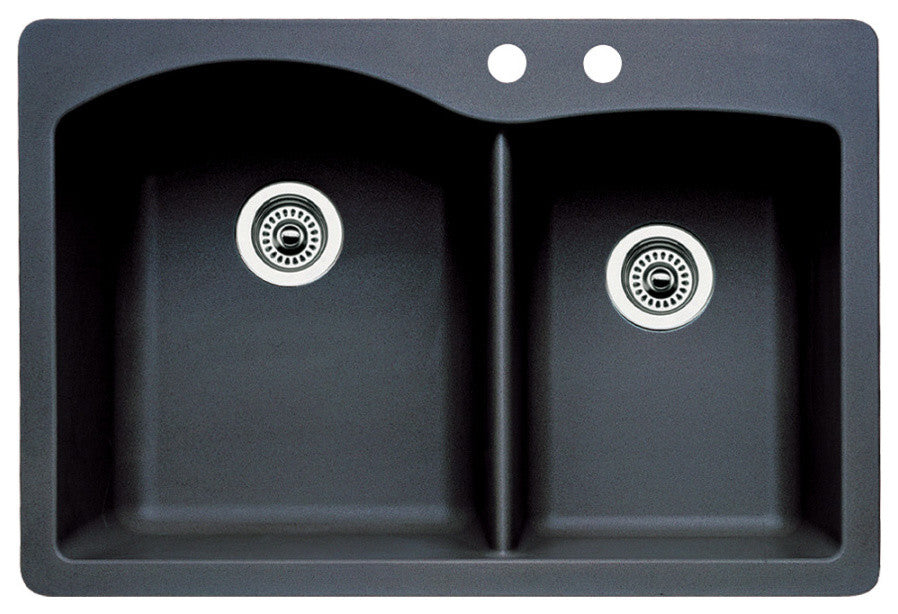 Blanco 440215-2 Diamond 33"x22" Granite Double Bowl Kitchen Sink, Anthracite