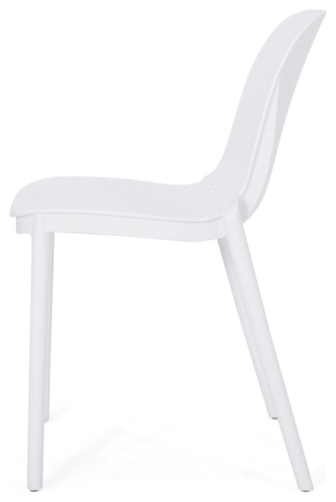 Tafton Outdoor Stacking Dining Chair, Set of 2, White