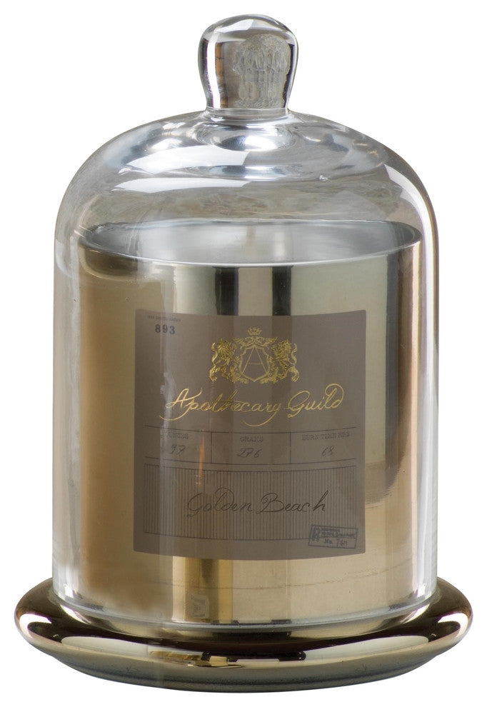 Medium Glass Jar Candle with Bell Cloche, Golden Beach Scent (Set of 2)