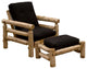 HomeRoots Authentic Log Cabin Natural Cedar Futon Chair and Ottoman Set
