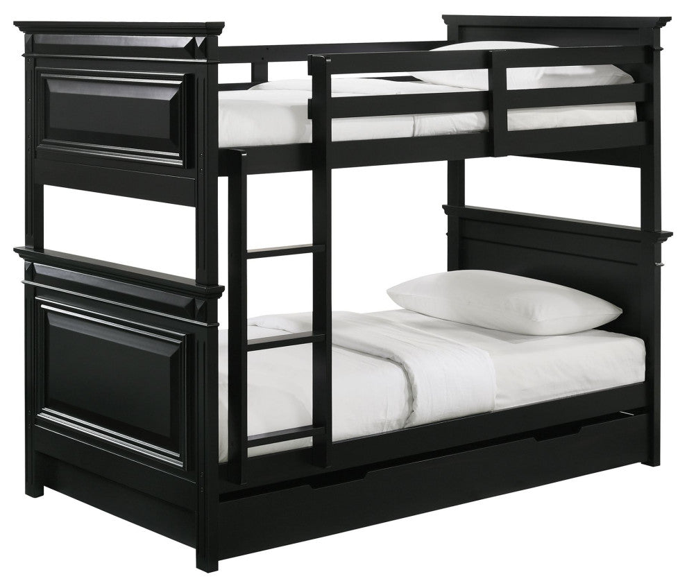 Calloway Twin over Twin Bunk Bed With Trundle, Antique Black