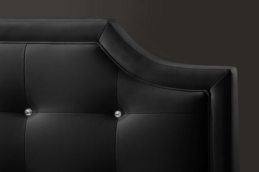 Baxton Studio Carlotta Black Modern Bed With Upholstered Headboard, Queen