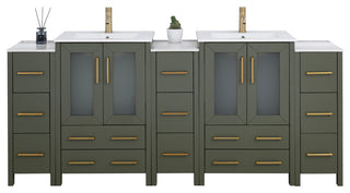 Vanity Art Freestanding Bathroom Vanity Set with Ceramic Top & Mirror