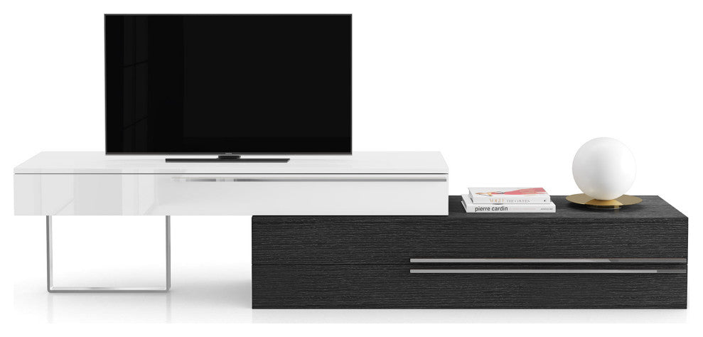 Gramercy Media Console, Glossy White and Gray Oak