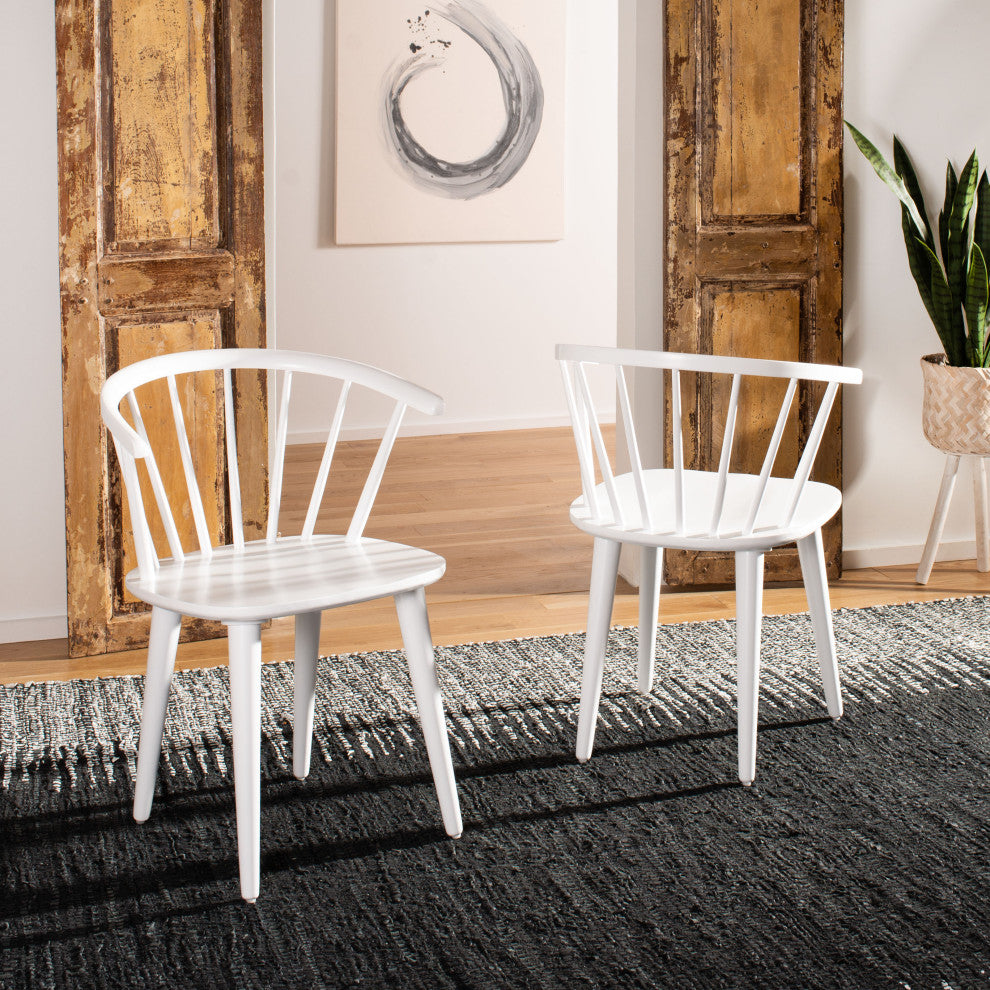 Safavieh Blanchard Curved Spindle Side Chairs, Set of 2, White