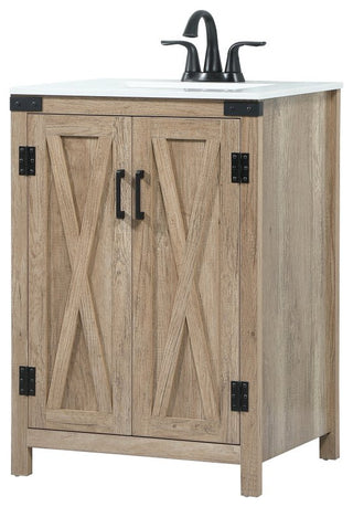 Home Living 19" Farmhouse Natural Oak-Light Bathroom Vanity