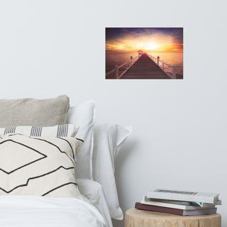 Surreal Wooden Pier at Sunset Landscape Photo Loose Wall Art Prints, 12" X 18"