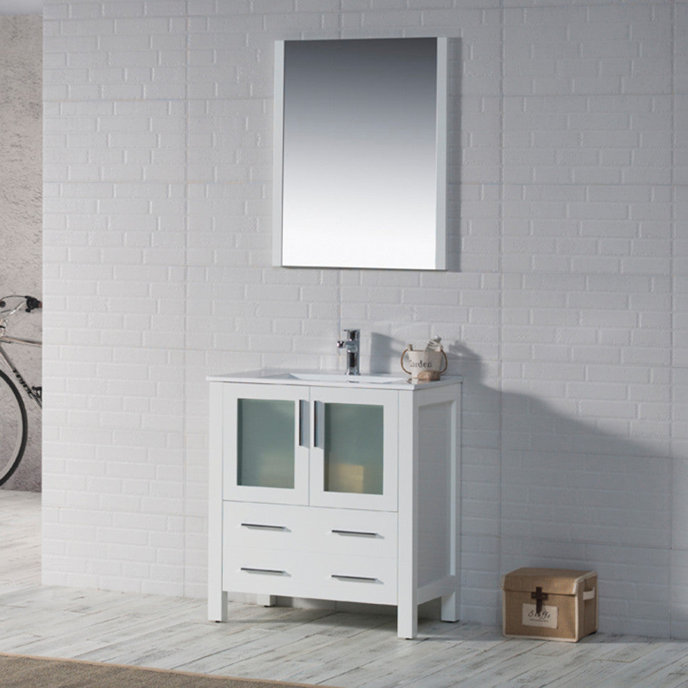 Sydney 30" Vanity Set With Mirror, Glossy White No Mirror