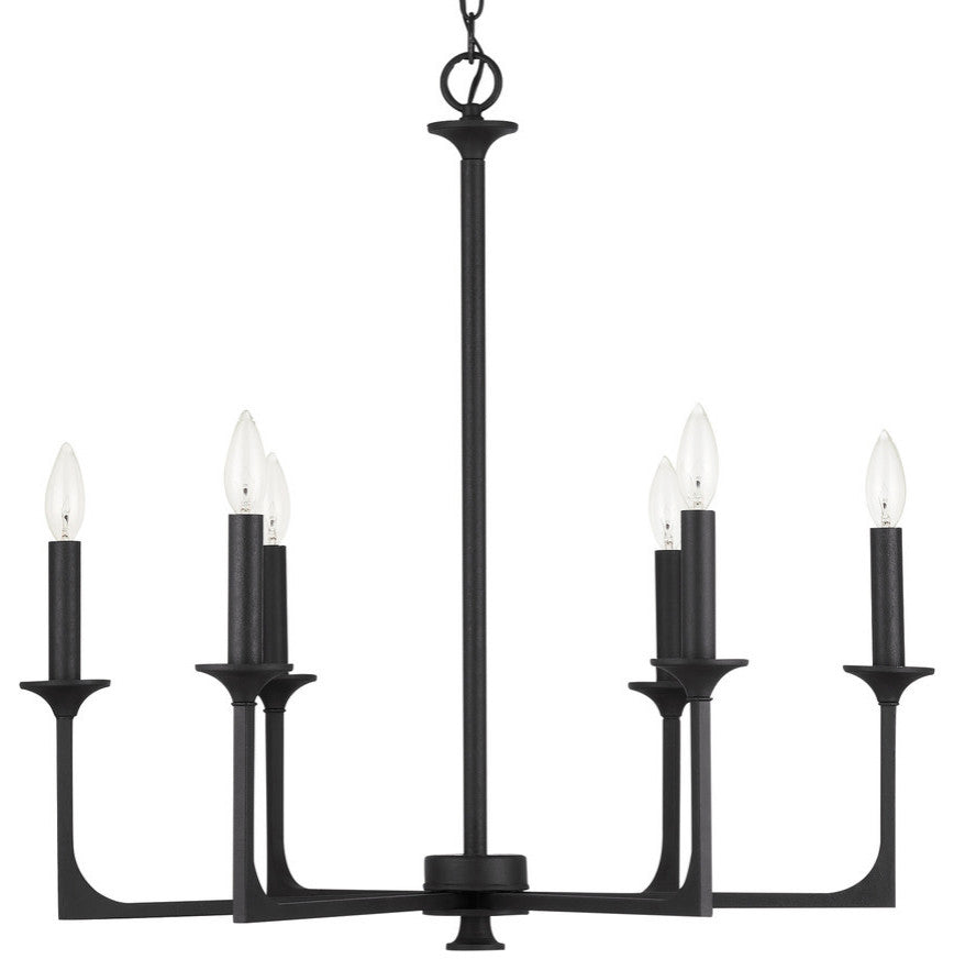 Capital Lighting 437361 Clint 6 Light 28"W Taper Candle - Black Iron