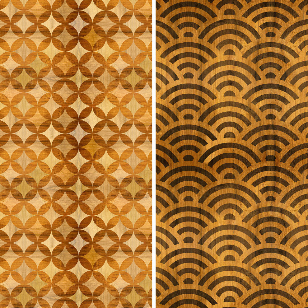 6' Tall Double Sided Japanese Wood Pattern Canvas Room Divider