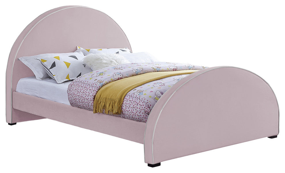 Brody Velvet Upholstered Bed, Pink, Full