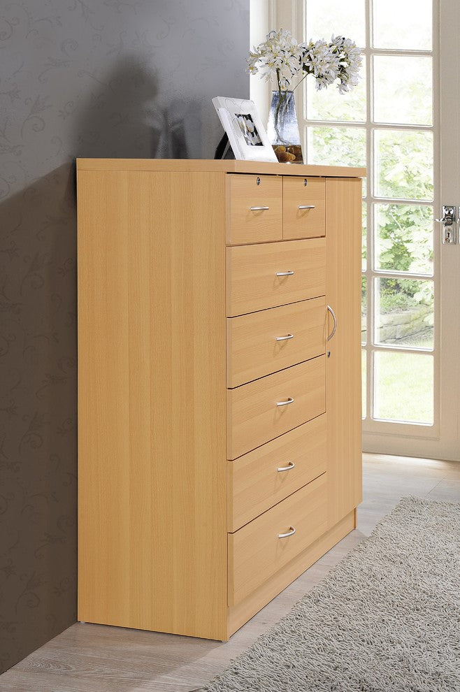7 Drawer Jumbo Chest, With Additional Door, Beech
