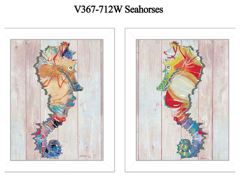 "Sea Horses" Collection By Sear, Printed Wall Art, Ready To Hang, White Frame