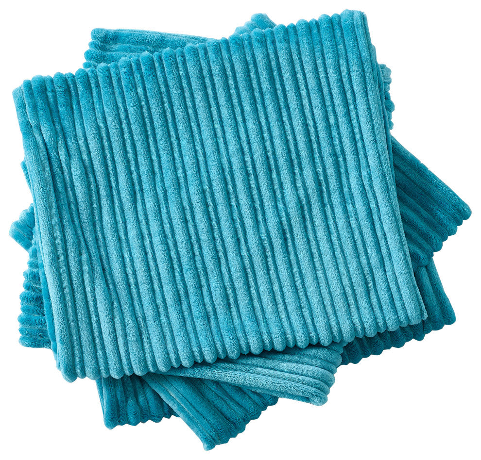 Ribbed Flanned Pillow Shell 4 Piece Set, Sky Blue, 14" X 26"