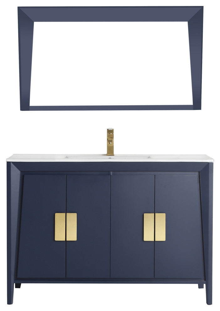 48" Larvotto Navy Blue Modern Bath Vanity, No Matching Mirror