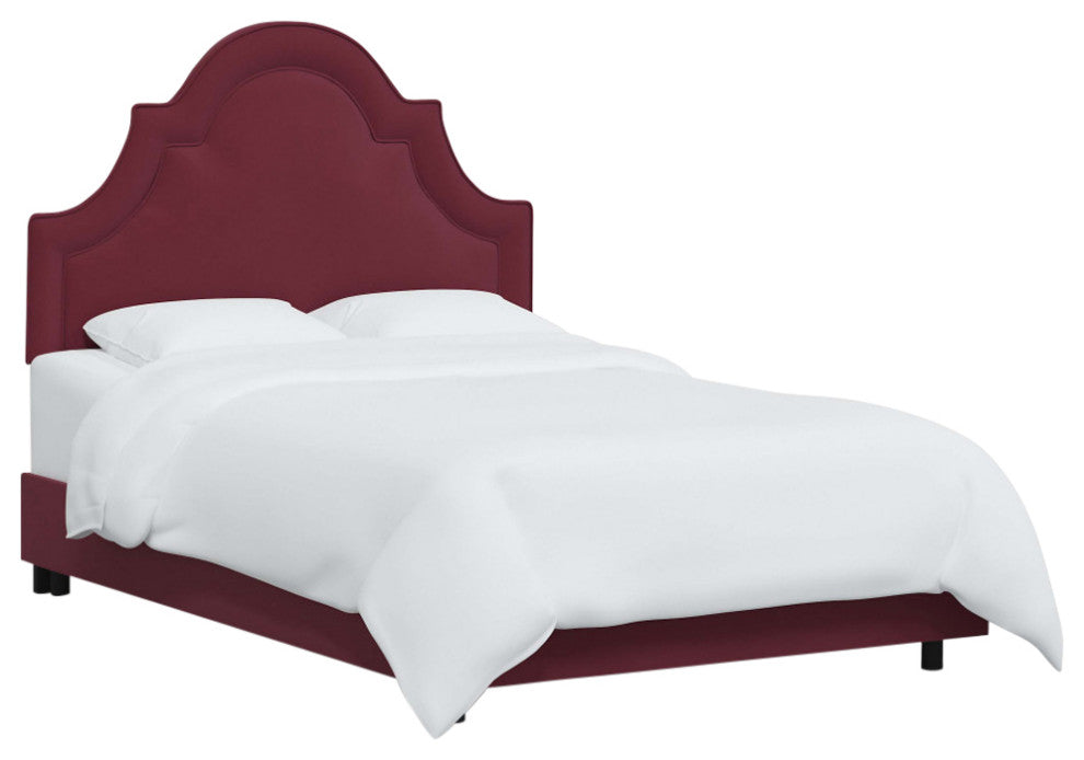 High Arched Bed With Border, Velvet Berry, King