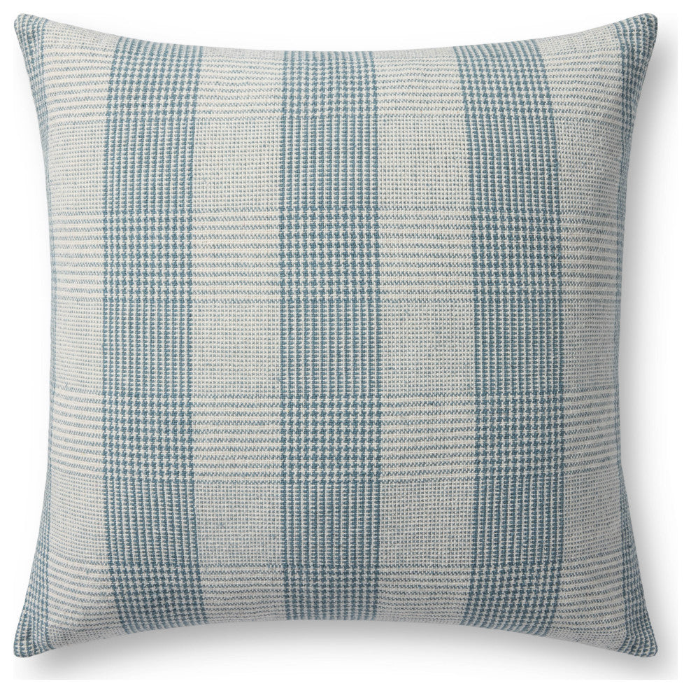 Chris Loves Julia x Loloi Auggie Blue / White 22'' x 22'' Cover, Poly Pillow
