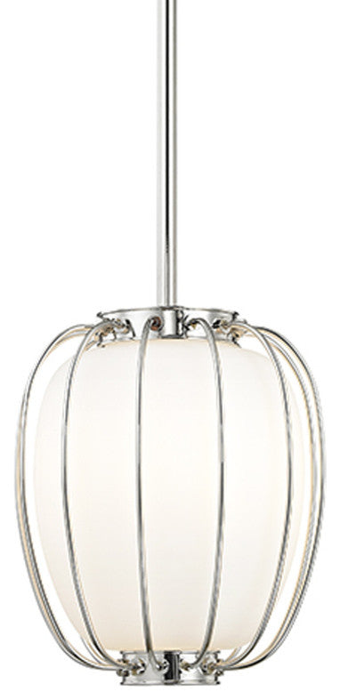 Ephron 1-Light Small Pendant, Polished Nickel Finish, Opal Matte Glass Shade