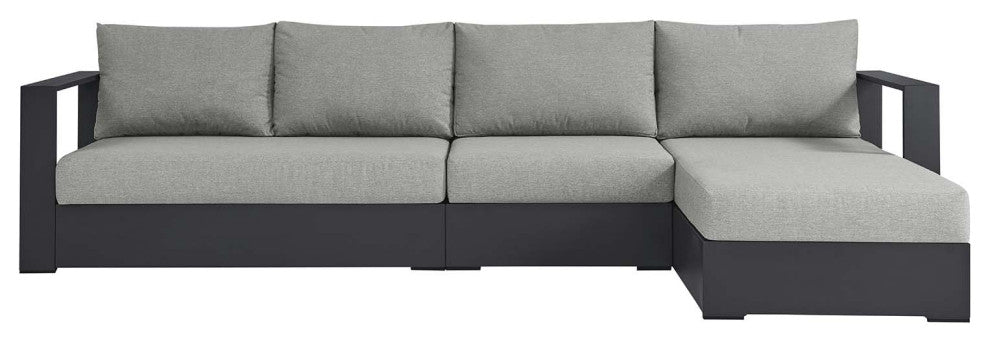 Tahoe Outdoor Patio Powder-Coated Aluminum 3-Piece Right-Facing Chaise Sectional