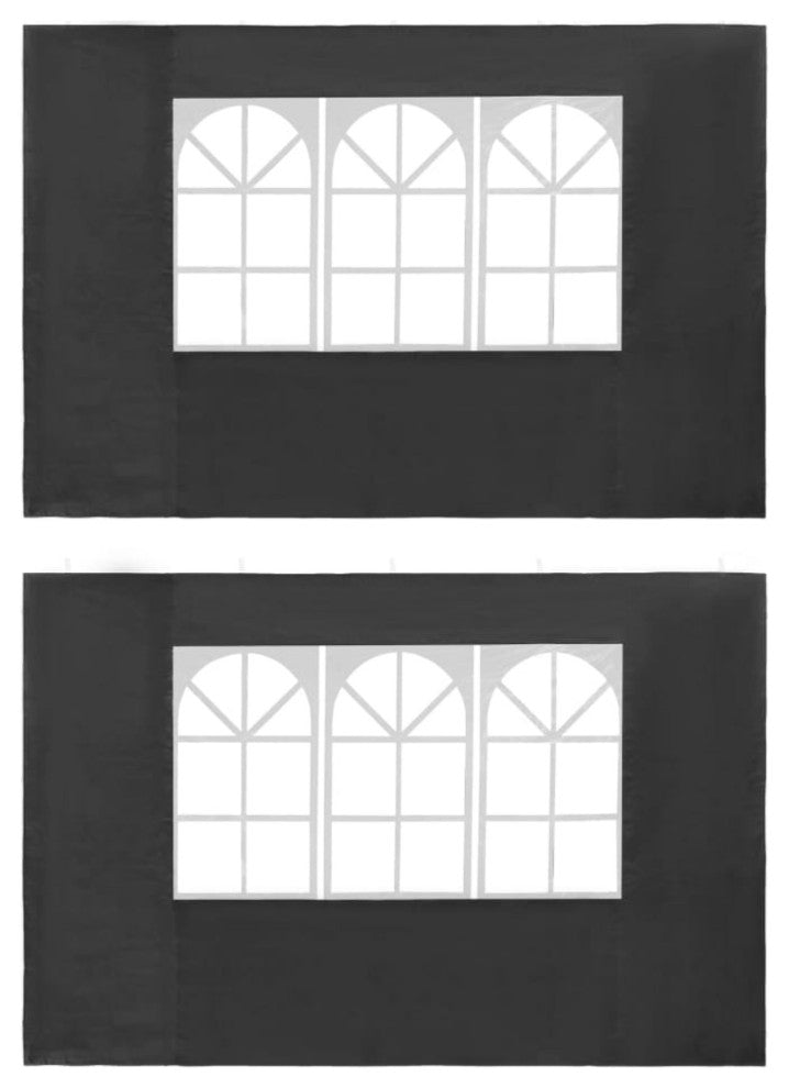 vidaXL Party Tent Sidewall 2 pcs with Window PE Anthracite