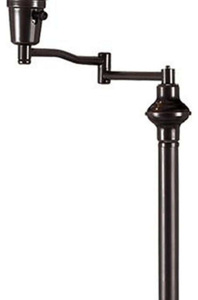 59" Bronze Swing Arm Floor Lamp With Beige Empire Shade