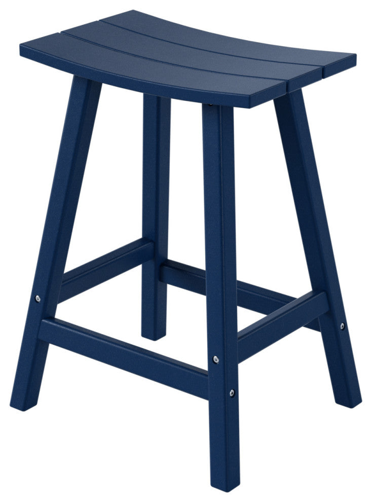 WestinTrends 24" Outdoor Patio Adirondack Plastic Counter Stool, Saddle Seat, Navy Blue