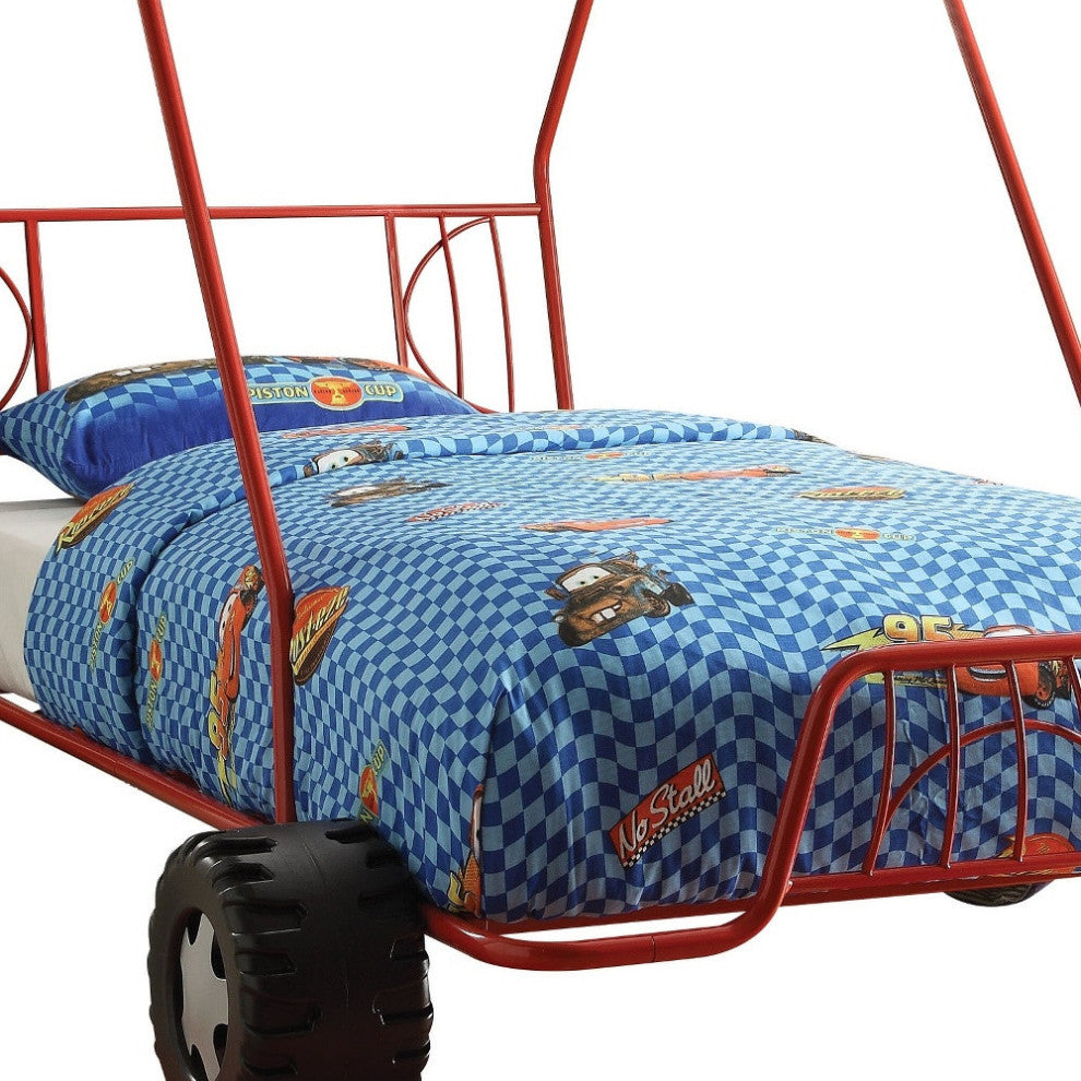 84"x56"x51" Twin Red Go Kart Metal Tube Bed