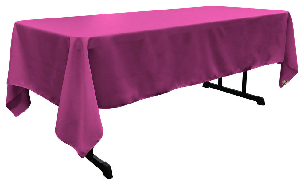 LA Linen Rectangular  Polyester Poplin Tablecloth, Magenta, 60"x102"