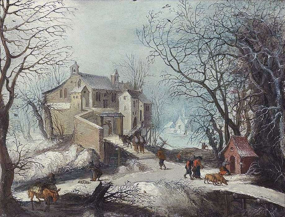 Frans De Momper Winter Landscape, Gallery Wrapped Canvas Print, 21"x28"