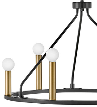 Lark Lazlo 24.25" Small Single Tier Chandelier, Black + Lacquered Brass