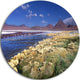Colorada Lagoon And Pabellon Volcano, Beach Round Metal Wall Art, 11"
