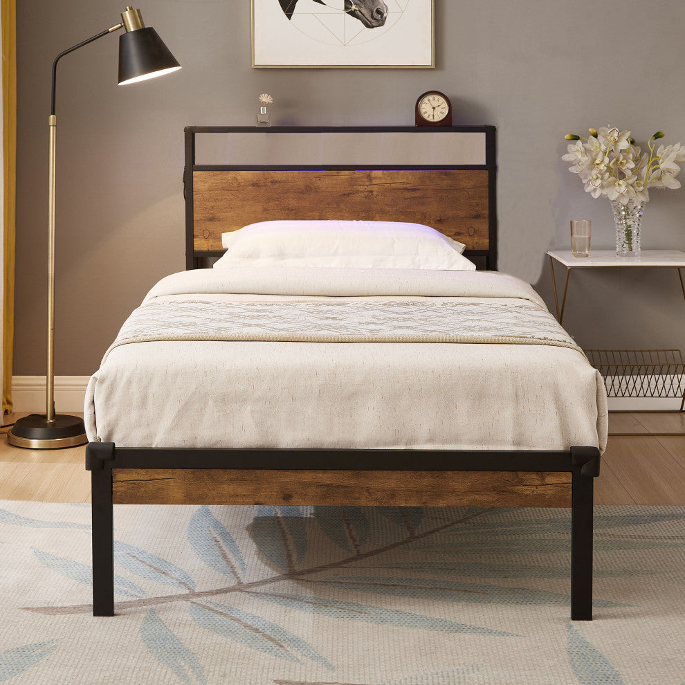 Gewnee Twin Size Metal Platform Bed Frame