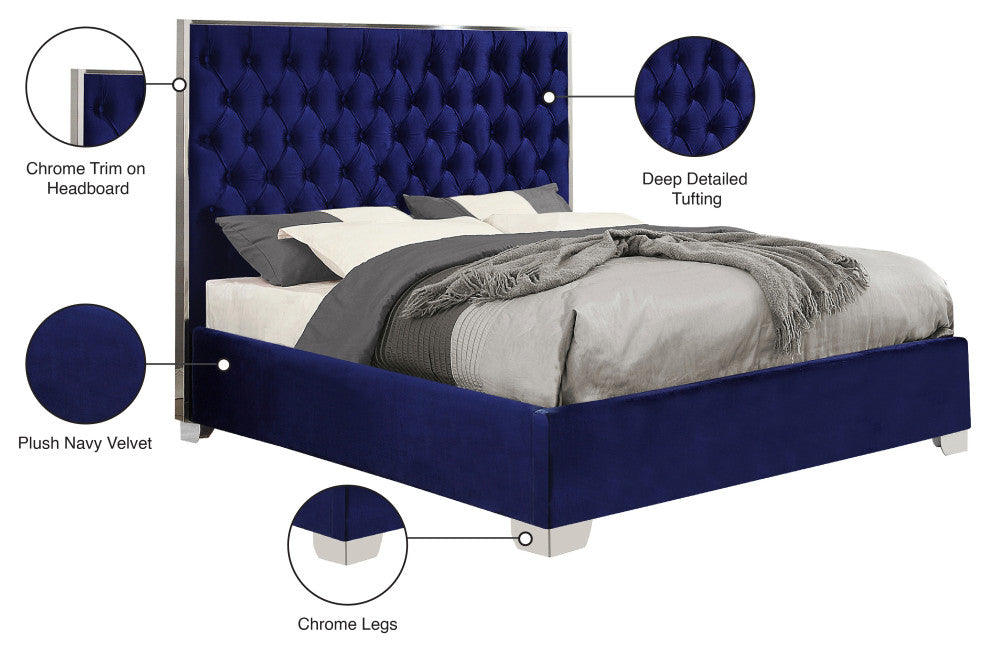 Lexi Velvet Bed, Navy, Queen