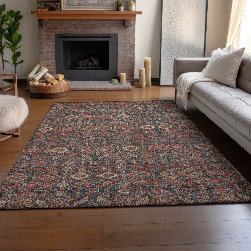 Premium Machine Washable Mayfield AMF574 Red 9' x 12' Rug