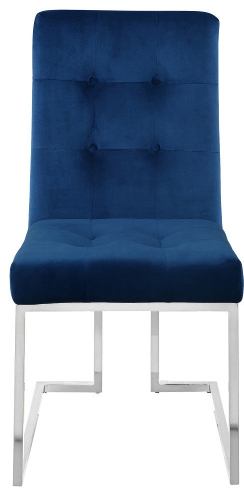 Alexis Velvet Upholstered Dining Chair (Set of 2), Navy