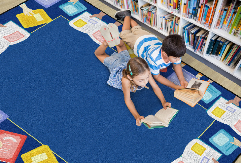 Flagship Carpets VA484-32A 6'X8'4" Book Border Educational Rug