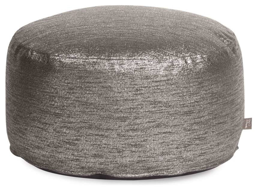 Pouf Ottoman With Cover, Glam Zinc