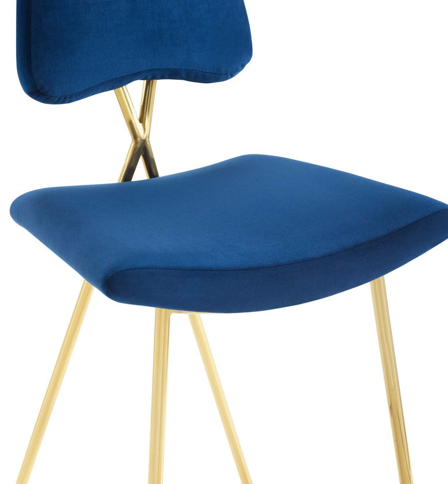 Ponder Bar Stool Performance Velvet Set of 2, Navy