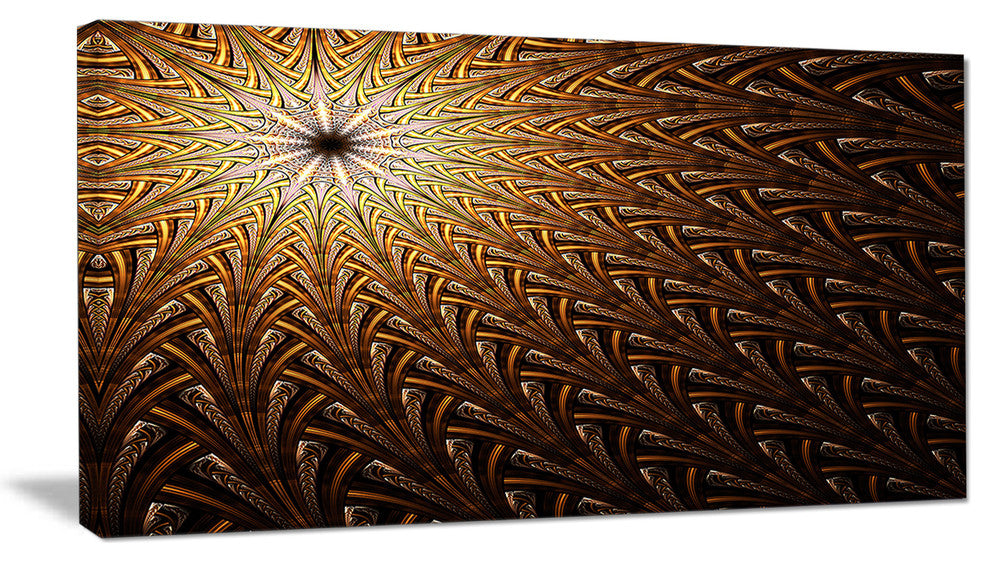 Dark Orange Fractal Flower Pattern, Abstract Wall Art Canvas, 32x16