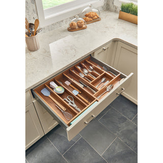 Walnut Trim To Fit Shallow Cutlery Drawer Insert Organizer, 20.63"