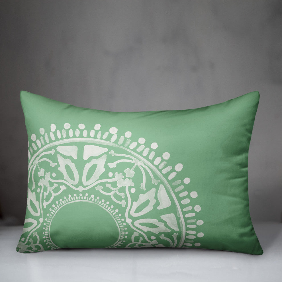 Green Boho Circle 20x14 Spun Poly Pillow