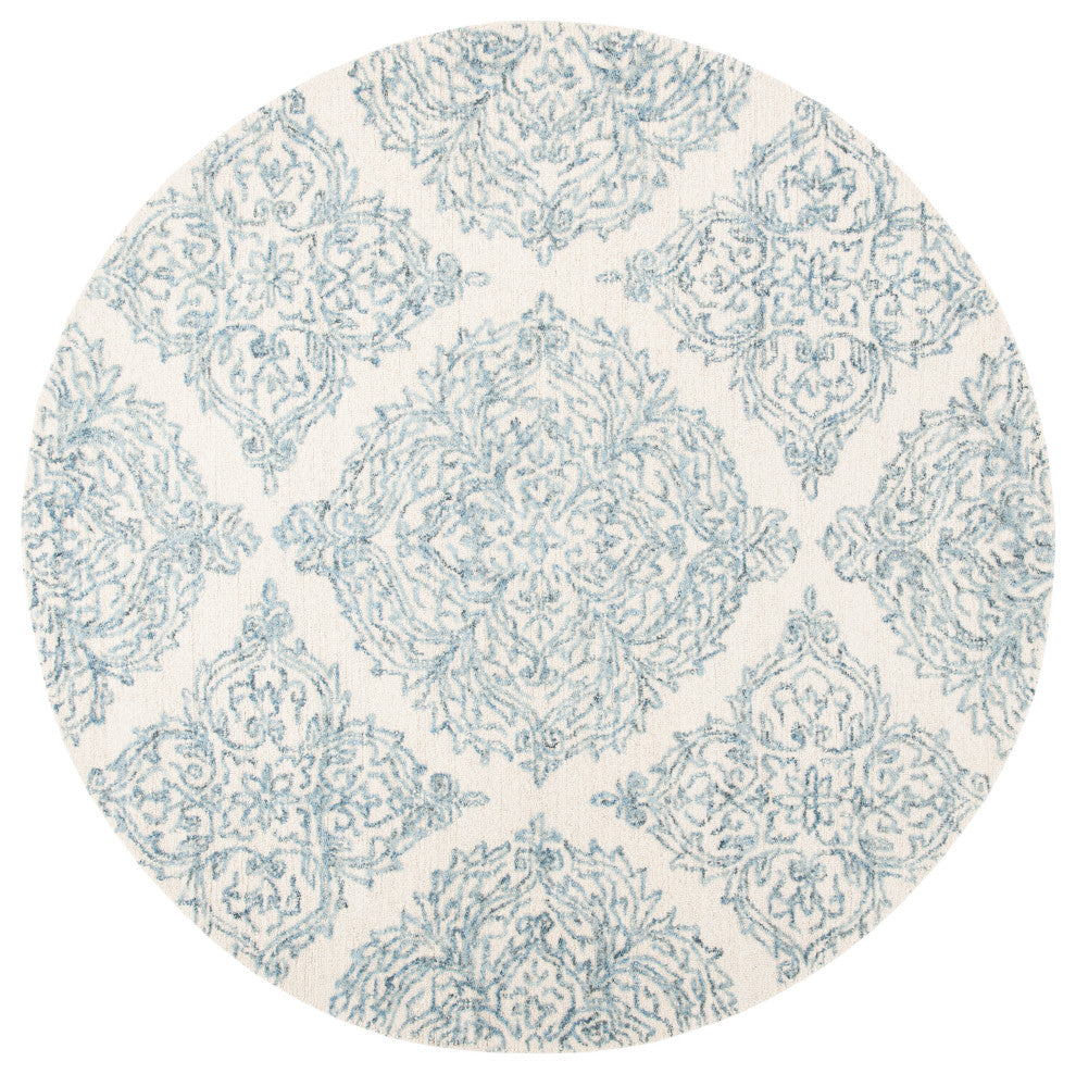 Safavieh Couture Abstract Collection, ABT346 Rug, Ivory/Blue, 8' Round