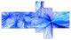 Christmas Fireworks Blue, Abstract Print On Canvas, 60"x32", 5 panels