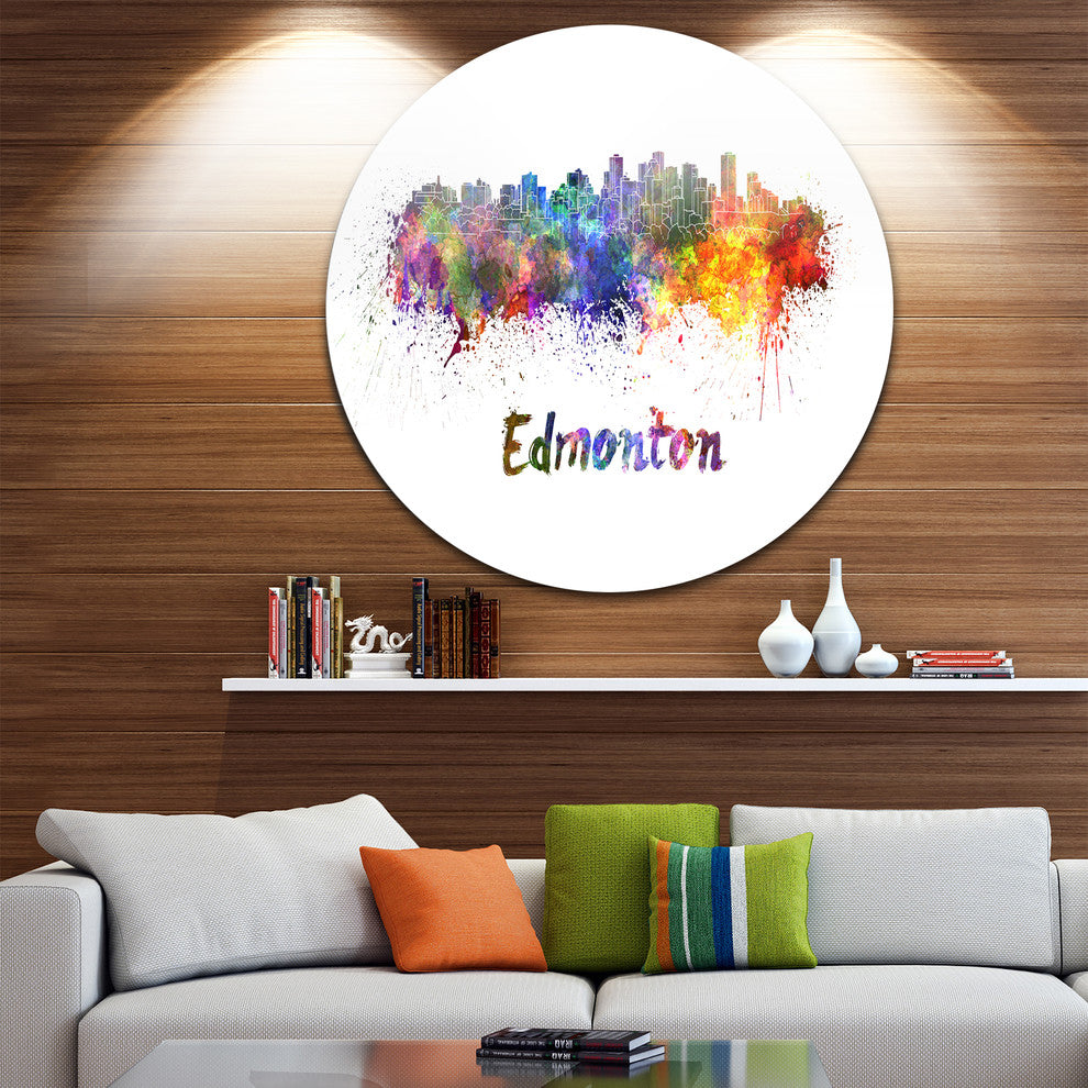 Edmonton Skyline, Cityscape Round Wall Art, 36"