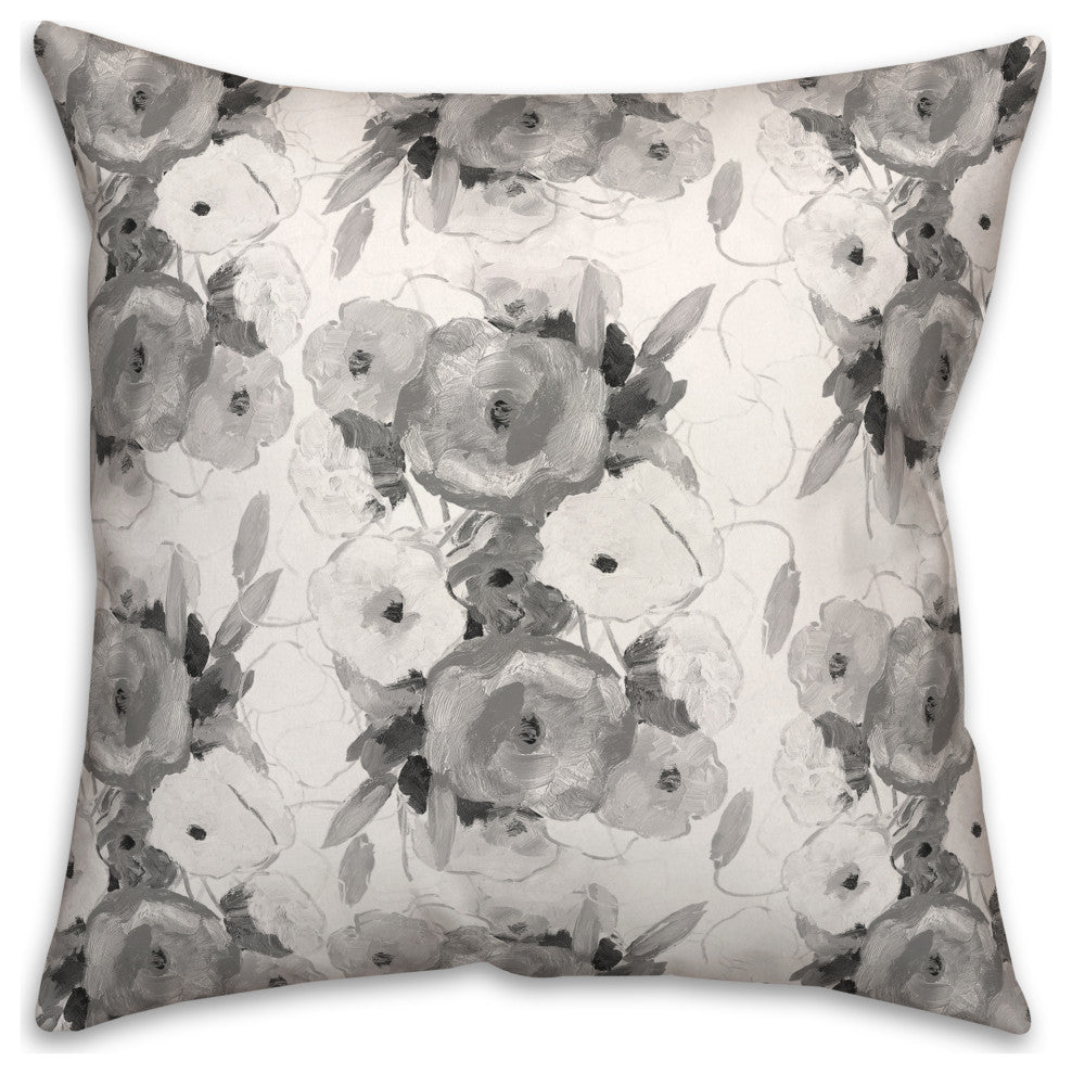 Grayscale Florals 18x18 Spun Poly Pillow