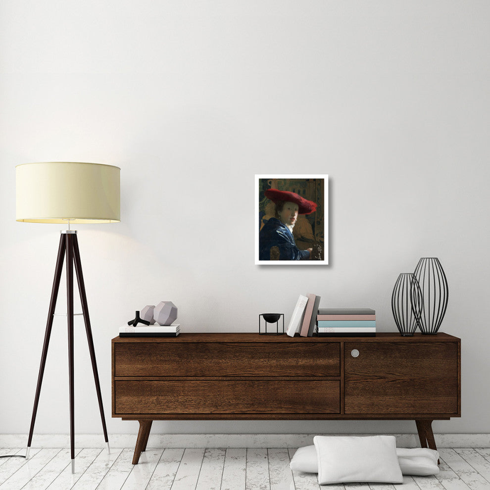 "Girl with a Red Hat" Digital Paper Print by Johannes Vermeer, 18"x22"