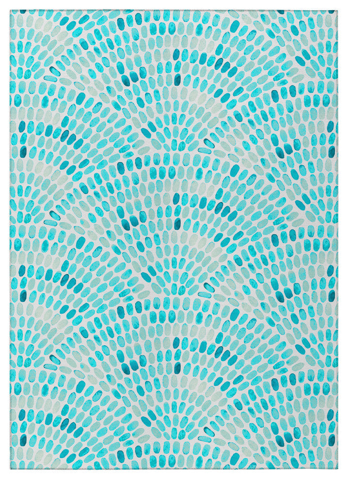 Indoor/Outdoor Seabreeze SZ7 Teal Machine Washable 8'x10' Rug