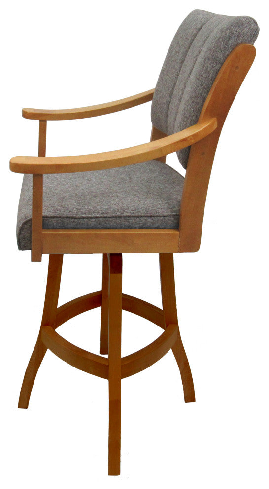 Swivel Counter Wood Bar Stool Casa on S-Base, Mojave Grey - Honey, 30"