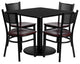 36'' Square Black Dining Laminate Table Set, 4 Grid Back Metal Chairs